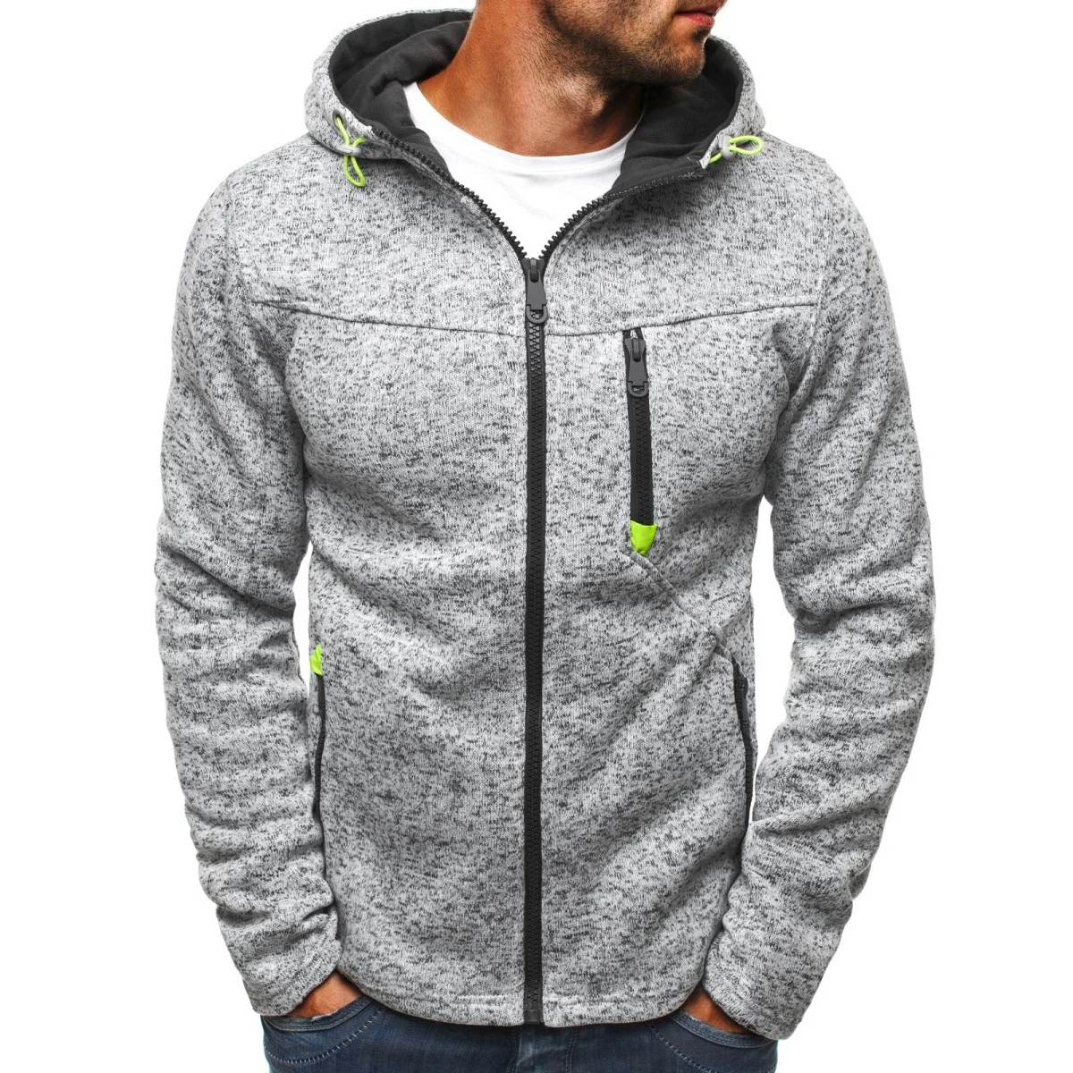 Gray MRMT Jacquard Fleece Hoodies Sweatshirts 1
