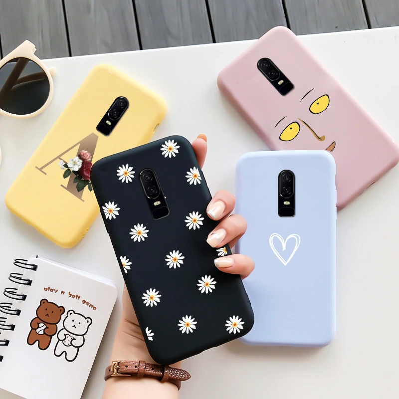 mobile pouch for running For OnePlus 6 Case Cartoon Cute Pattern Soft Silicone TPU Painted Matte Shockproof Mobile Phone Protection Cover flip cover