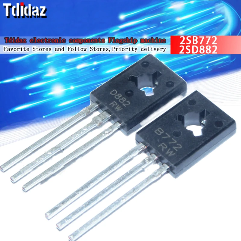 20 шт. 2SD882 2SB772 TO-126 ( 10 D882 + B772 ) TO126 IC новый и оригинальный | Электронные компоненты