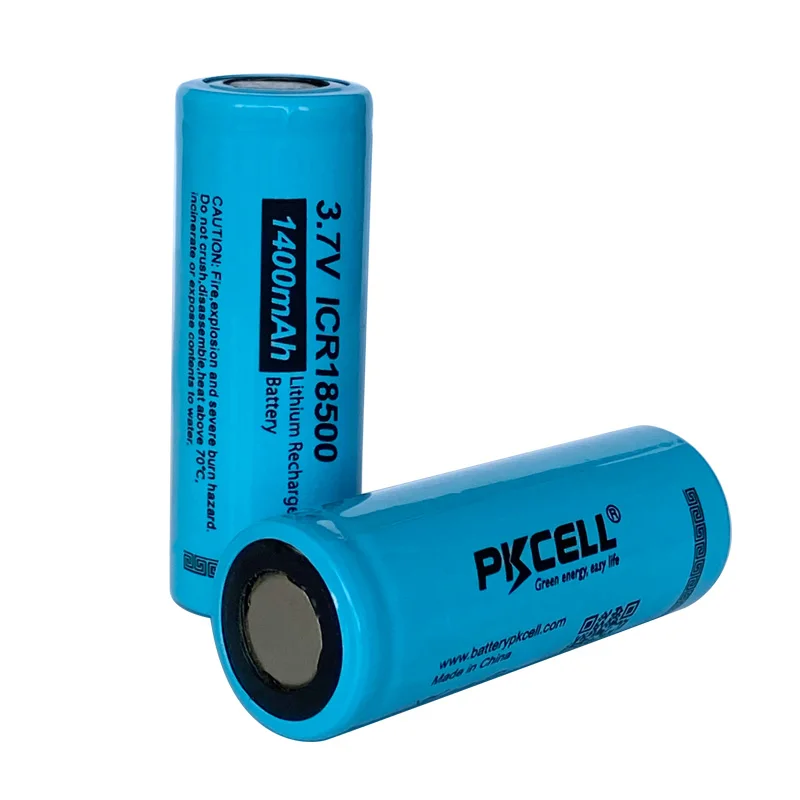 Аккумуляторные литий ионные батарейки PKCELL ICR18500 1400 мАч 18500 3 7 в 2 шт.|Перезаряжаемые