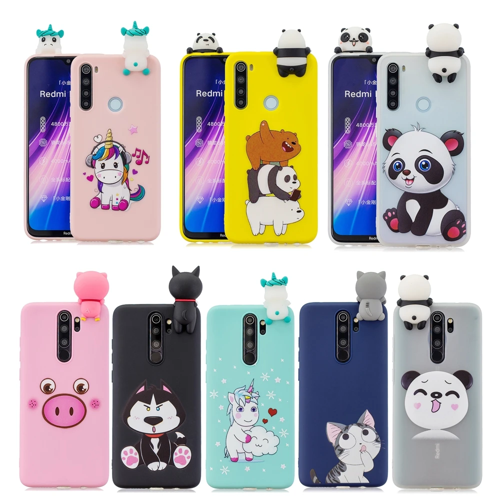 Чехол Funda для Xiaomi Redmi Note 8 Pro 3D чехол с милой пандой единорогом силиконовый мягкий
