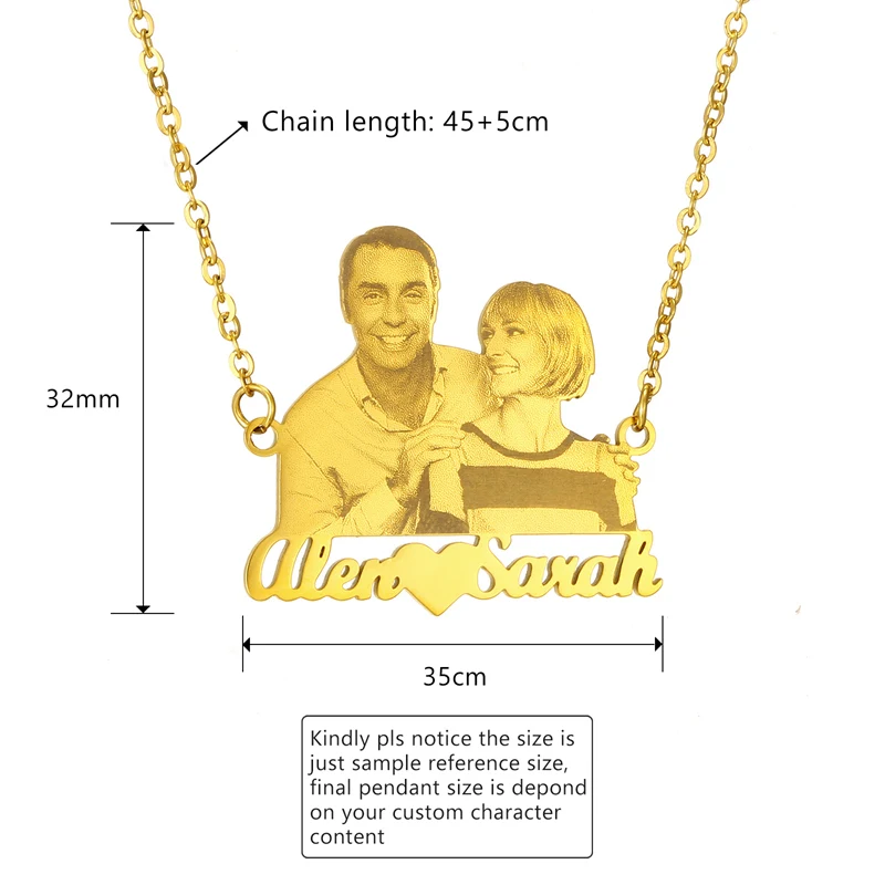 Custom photo/name necklace Customized Portrait choker of couple/brother/sister/family Stainless steel jewelry chain pendant gift