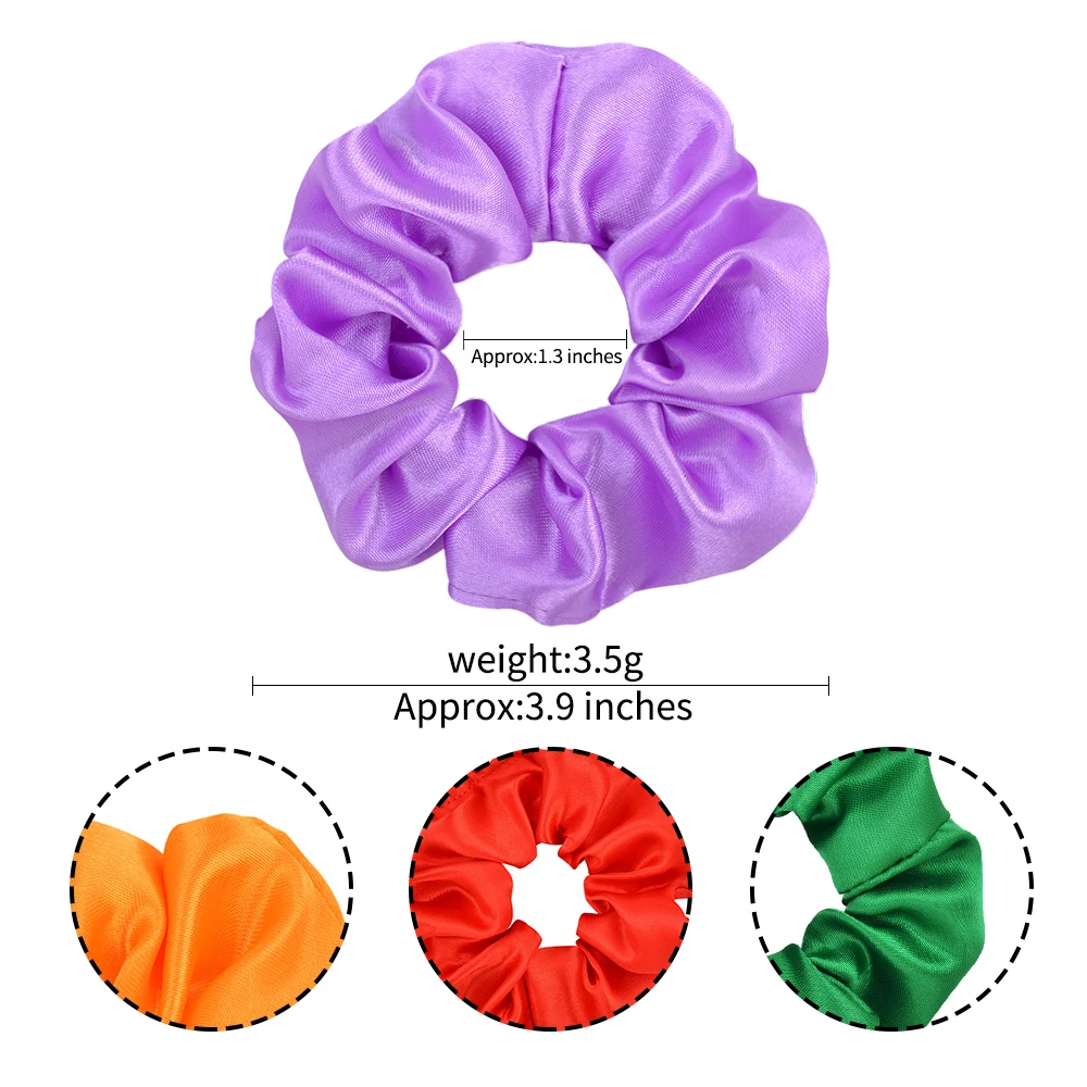 3.9 inch Women Silk Scrunchie Elastic Handmade Multicolor  Hair Band Ponytail Holder Headband Hair Accessories bandana