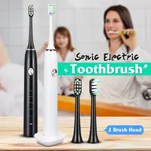 Водонепроницаемая Ультразвуковая электрическая зубная щетка 5 режимов очистки USB перезаряжаемая Водонепроницаемая зубная щетка с 2 головками