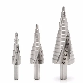 

Drop Ship 3Pcs HSS 4241 Spiral Flute Step Drill Bit Set Core Cone Step Drill Hole Cutter