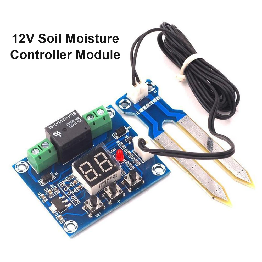 XH-M214 12V LED Soil Moisture Humidity Sensor Controller Watering Detector Probe 