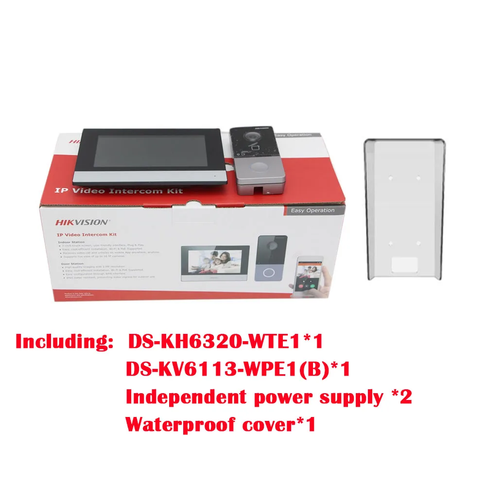 door intercom with camera Hikvision IP Video Intercom Kit DS-KIS603-P(B)  Include DS-KV6113-WPE1 + DS-KH6320-WTE1 POE Doorbell Door Station WIFI Monitor aiphone intercom Door Intercom Systems