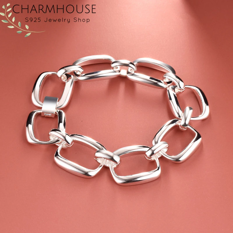 Pure Silver Bracelets For Women Square 