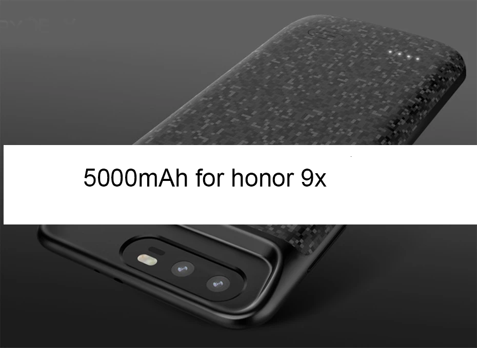 Чехол с аккумулятором Voegk 5000 мАч для huawei Honor 9x 8x, мягкий тонкий чехол с зарядным устройством для huawei Honor 10 9 8, ударопрочный чехол на заднюю панель - Цвет: Black for honor 9x