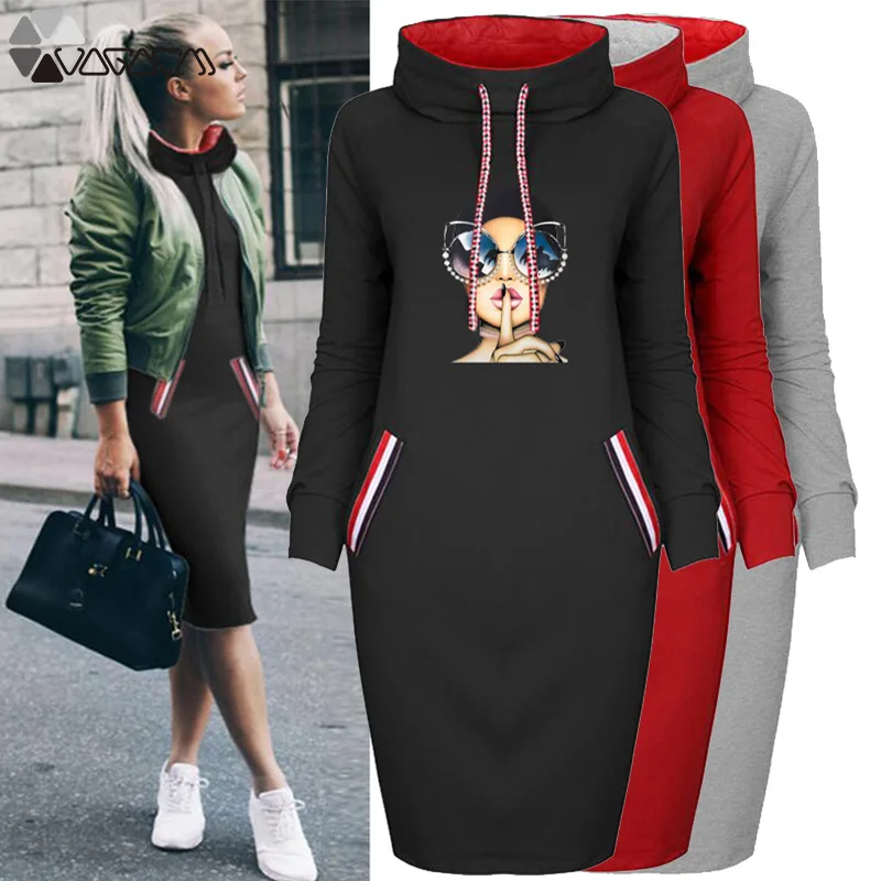 

Plus Size Bodycon Dresses Autumn Women Fashion Vogue Cool Girl Printing Long Sleeve Party Club Femme Robe Vestidos Streetwear