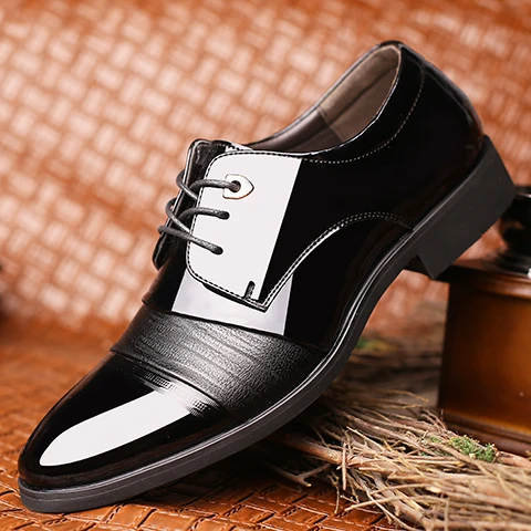 

New Men Dress shoes formal shoes men's Handmade business shoes wedding shoes Big Size Genuine Leather Lace-up Male 2019 New