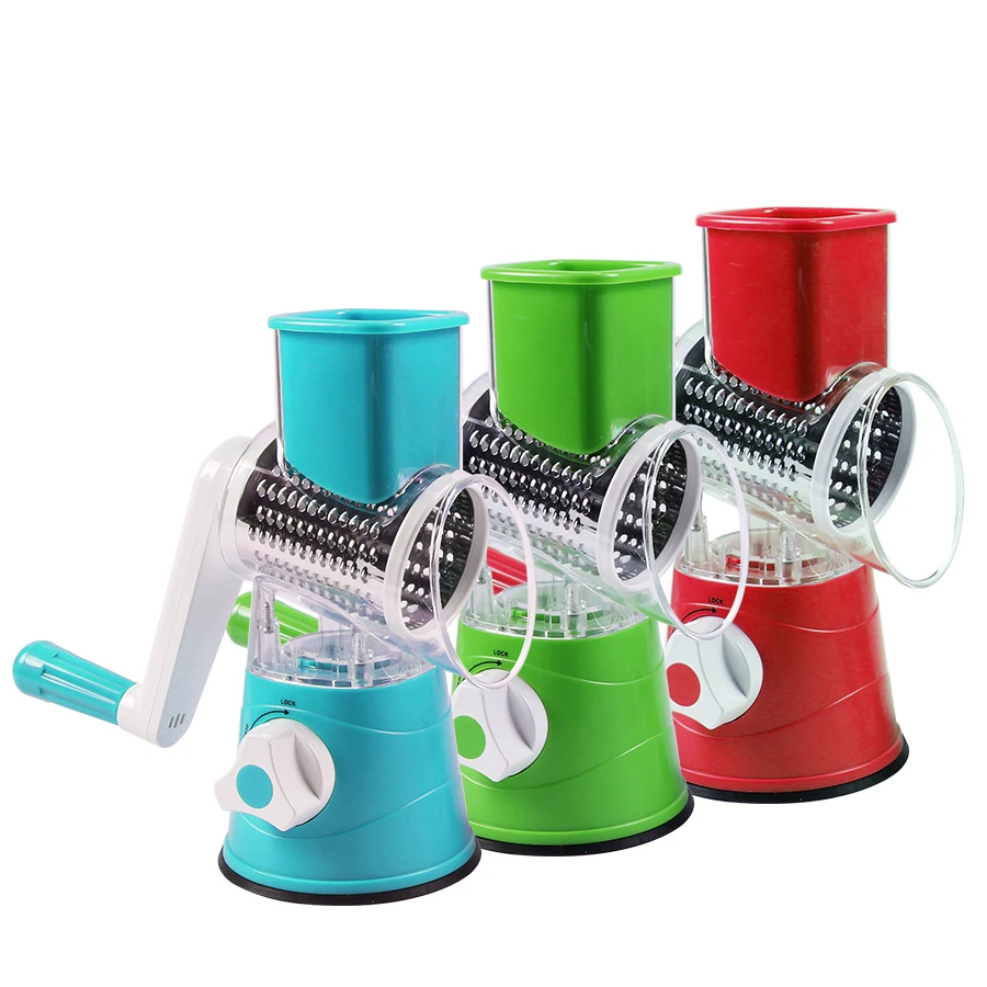 NEW 3 in 1 Vegetable Mandoline Slicer Swift Rotary Drum Grater Nut Shredder  Veggie Cutter Peeler Spiralizer Cheese Chopper