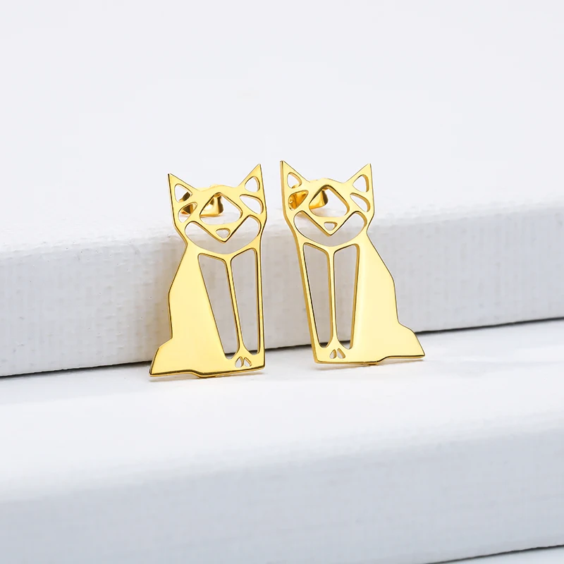 

2019 Cute Kitten Ear Studs Fashion Mini Stainless Steel Cat Stud Earrings Female Minimalist Jewelry Party Gifts