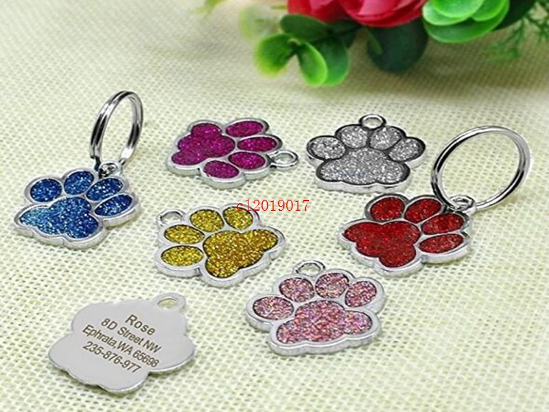 

Блеск лапу в форме щенка Dog Tag 7 цветов для собак и котов название бренда ID карты, оптовая продажа