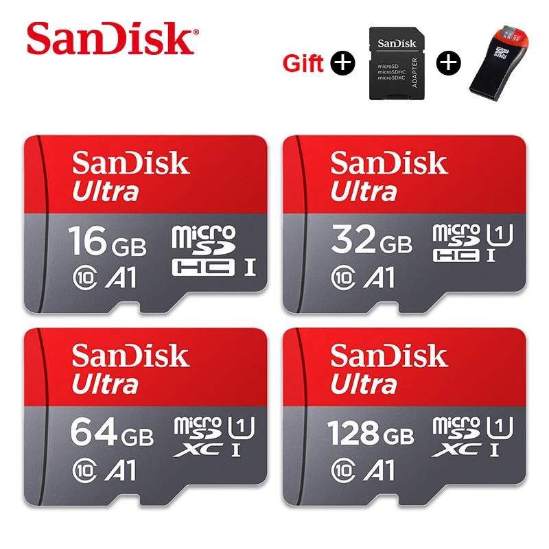 Подарочный адаптер SanDisk Micro sd карта 16 ГБ 32 ГБ 64 Гб 128 Гб MicroSDHC карта памяти класс 10 TF карта для смартфонов/планшетов/ПК