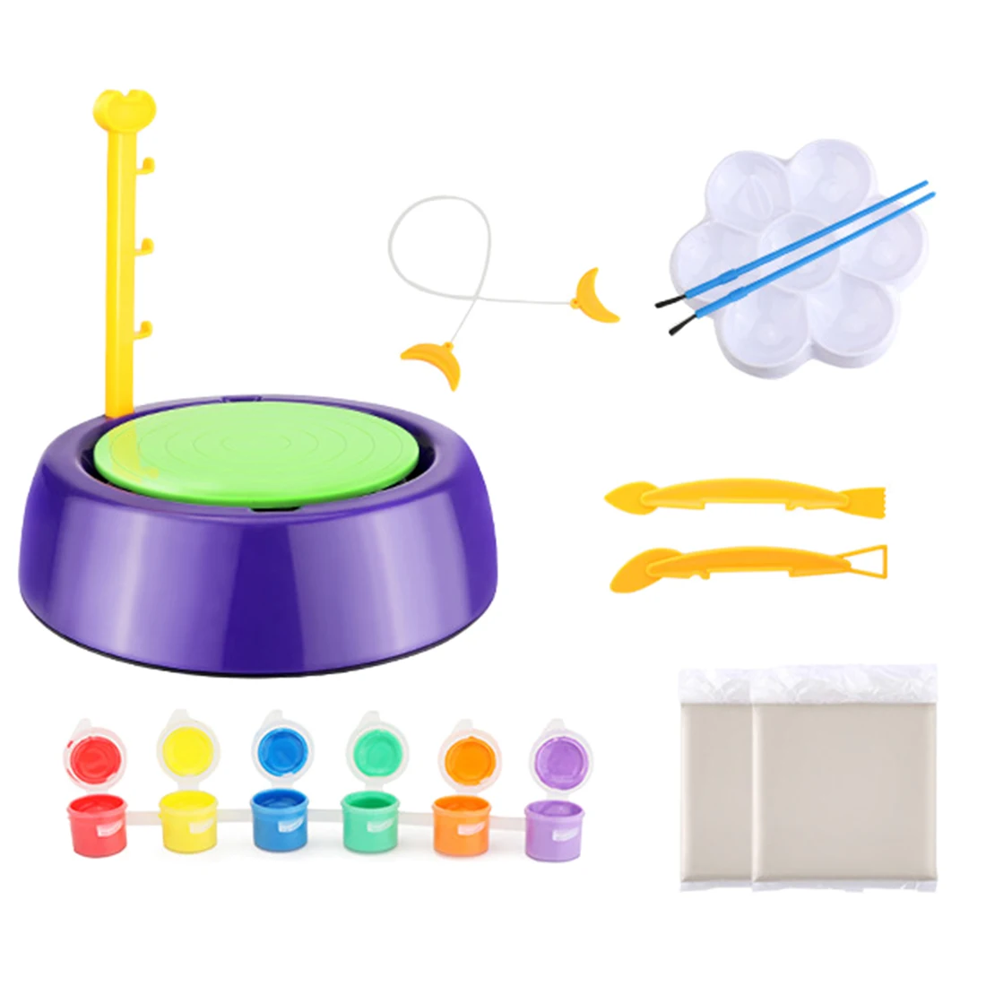 

Creative DIY Art Studio Pottery Wheel Kit Educational Toy for Kids - Purple