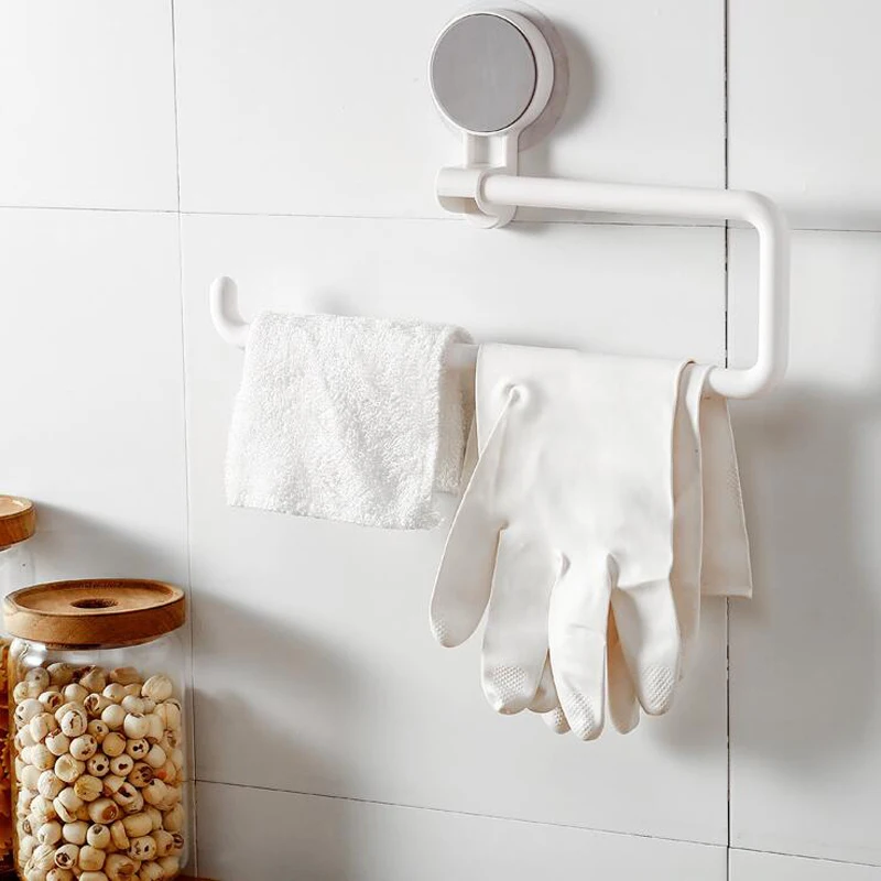 Kitchen Storage Holder Vacuum Sucker Paper Towel Rack Adhesive Bathroom Towel Shelf Wall Hanging Roll Paper Rack Accessories