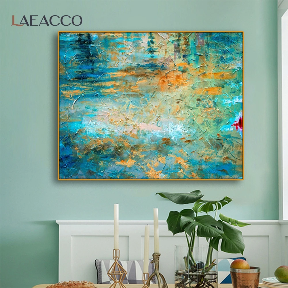 Laeacco Green Abstract Wall Art Poster Print Canvas Painting Poster And