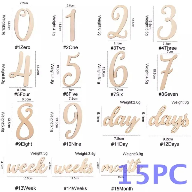 Wooden Baby Month Milestone Card Newborn Birth Month Birthday Milestone Wooden Teether Baby Kids Photography Props Toy number