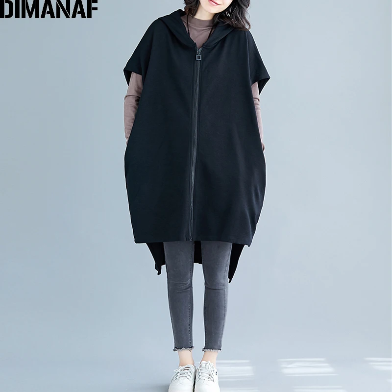 price reduction DIMANAF Plus Size Autumn Outerwear Women Jacket Coat Big Size 2019 Zipper Bat Sleeveless Female Loo