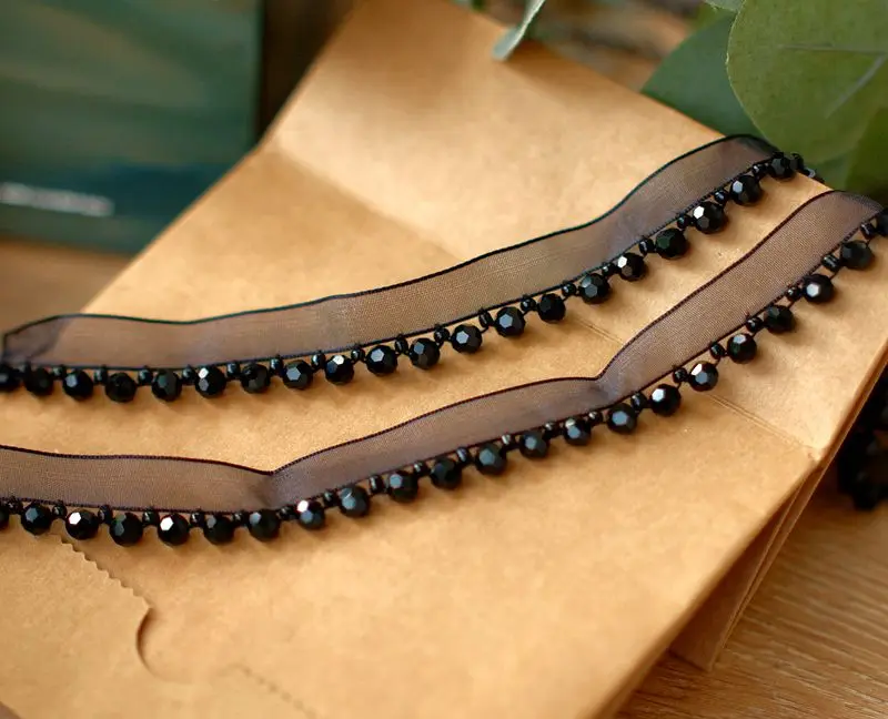 Yarn belt crystal bead webbing nailed lace handmade diy cheongsam shoes and hats bag inlaid with accessories