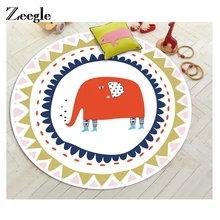 Zeegle круглый ковер с рисунком животных для гостиной, коврики для детской спальни, коврик для двери, нескользящий коврик