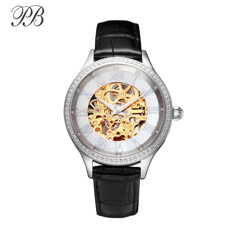 Princess Butterfly Watch автоматические часы женские наручные с римскими цифрами и бабочками, Кварцевые водонепроницаемые механические с кожаным циферблатом