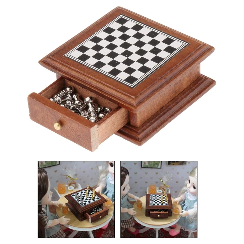 Details about   1/12 Dollhouse Checkerboard Table Games Play Bedroom Accessory Craft Gifts