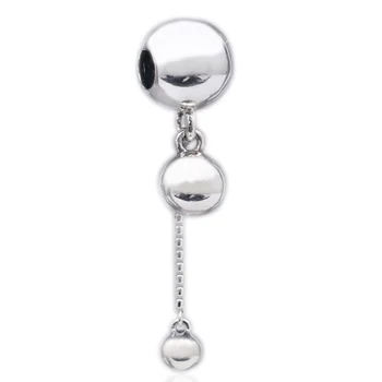 

New 925 Sterling Silver Bead Charm String of Beads With delicate chain Pendant charms Fit Bracelet Bangle DIY Jewelry