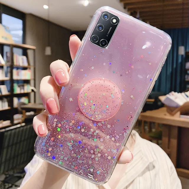 Konsmart Glitter Clear Case For Oppo A92s Bling Star Silicone Soft Phone Case Oppo A52 Luxury Back Cover With Holder A 92s A52 Phone Case Covers Aliexpress