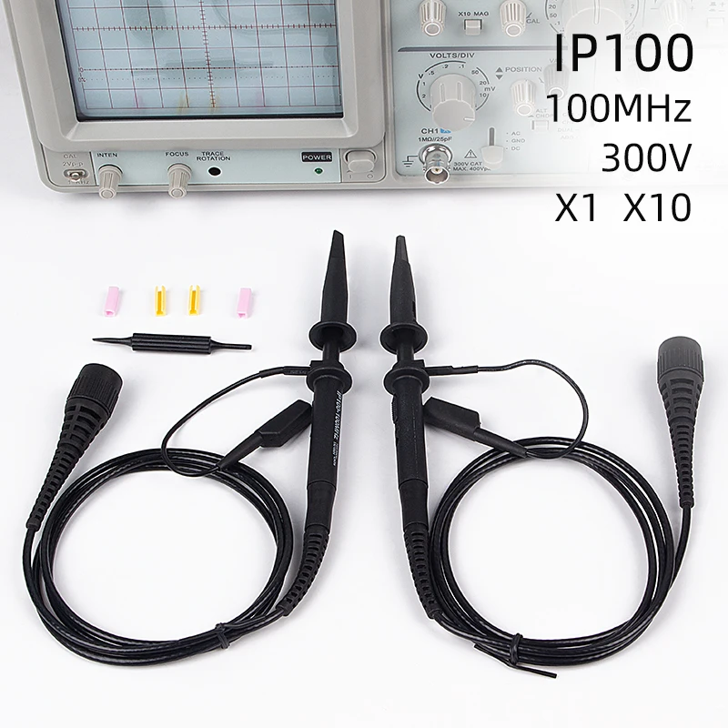 

2pcs IP-100 portable Professional Oscilloscope Probe Kit 100MHZ X10 X1 Accessories osciloscopio Oscilloscope Sonde