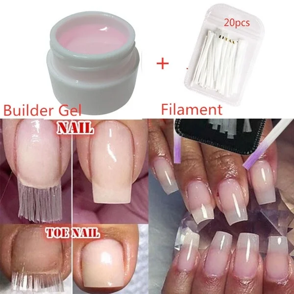 

20Pcs Fibernails +1pcs Building Gel Fiberglass for Nail Extension Acrylic Nails Tips Set nails art poly gel uv gel nail polish