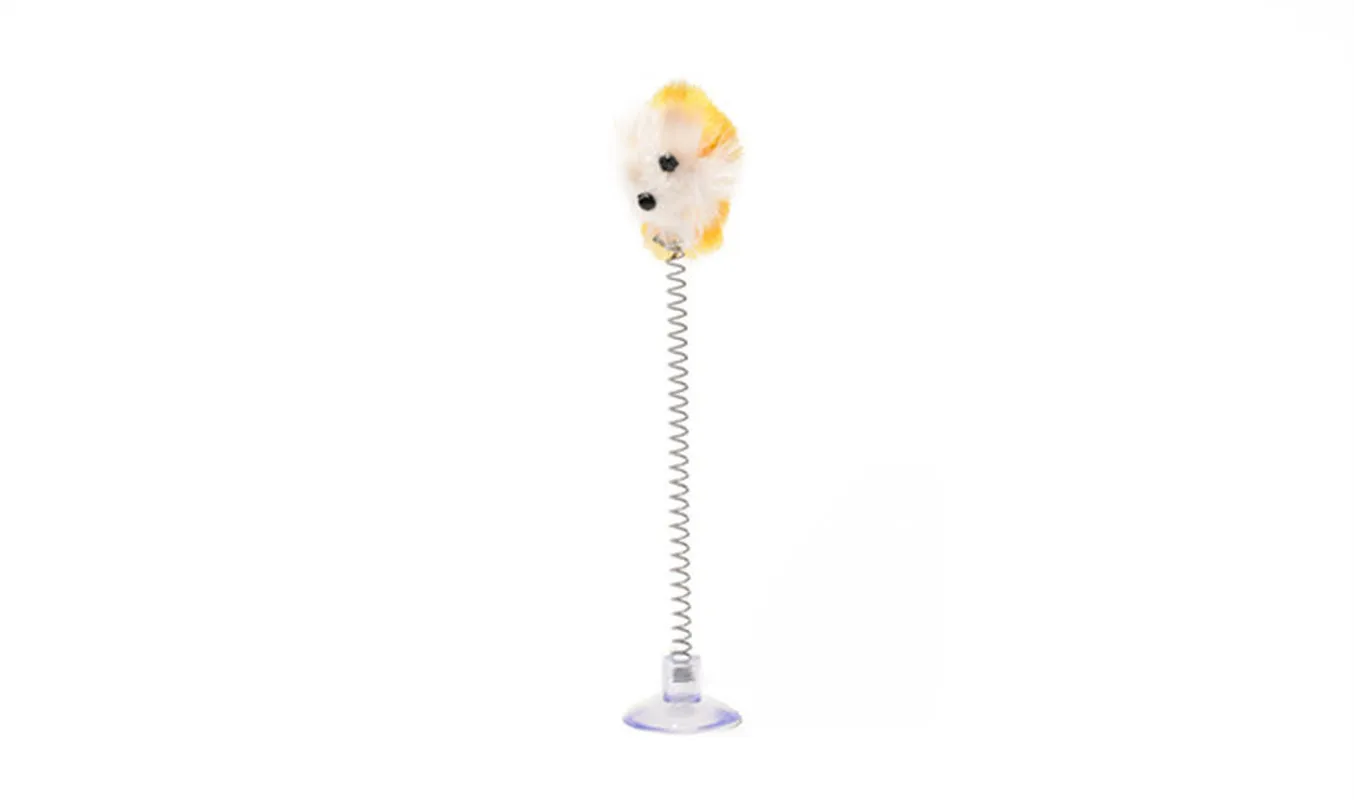 Random Colour Plastic Cat Toys Feather Funny Cat Mice Shape 20 x 10cm False Mouse Pet Products Bottom Sucker Elastic 1PC