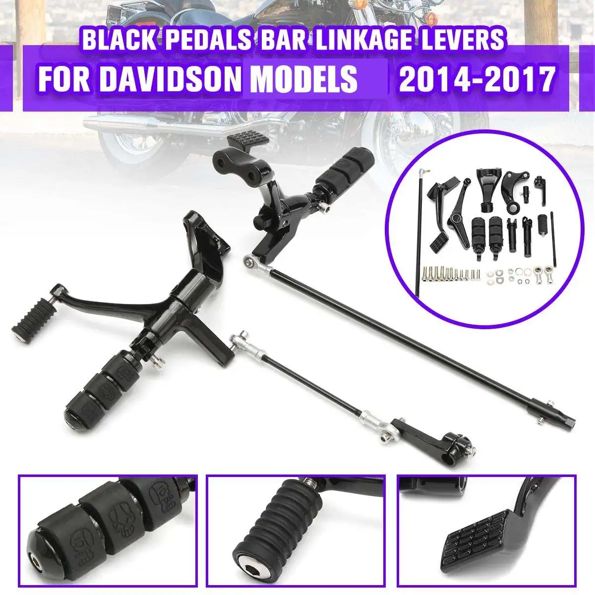 

Motorcycle Gloss Black Forward Controls Skull Pegs Levers Linkages Complete Kit For Sportster 2014 2015 2016 2017 XL883 1200