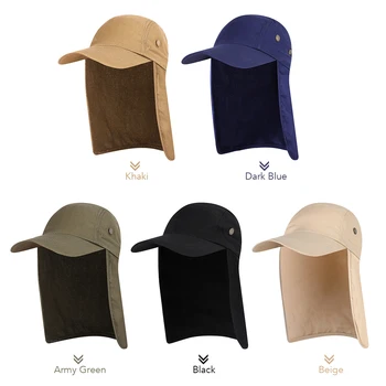 Men UPF 50+ Sun Protection Cap Wide Brim Fishing Sun Cap Hat with Neck Flap Fishing Hiking Beach Hats Anti UV Sun Cap 5