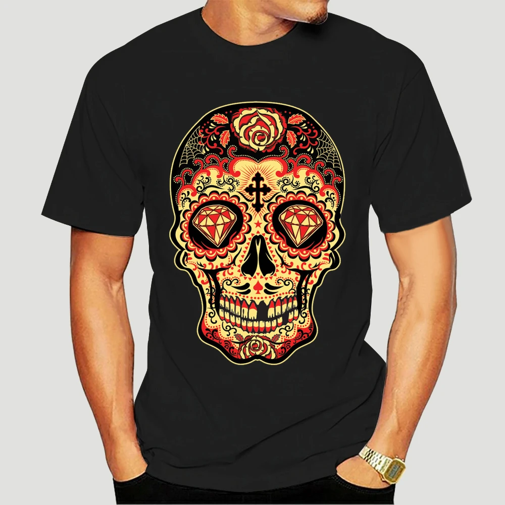 День мертвых сахарный череп женская футболка зопартияая и Calavera ваза де Shirt-1123D |