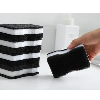 

10 Pack Sponge Dishwasher Round & Rectangular Cleaner Cleaning Brush for Brushing the Pot Black and White