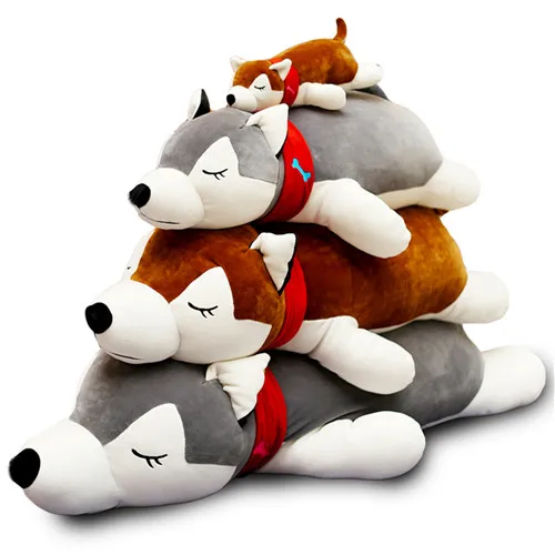 Fancytrader 51'' Giant Stuffed Husky Dog Hugging Pillow Toy Big Stuffed Animal Lying Husky Dog Toy Kids Gift 130cm 2 Colors (8)