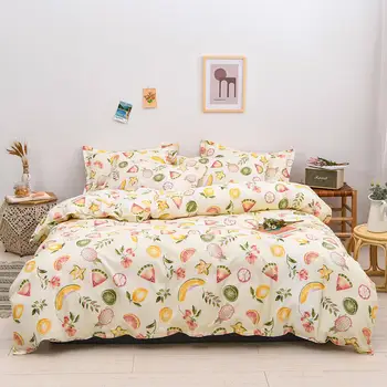 

Bonenjoy Quilt Cover With Flat Sheet For Double Bed sabanas de cama Fruit Pattern Duvet Cover Comforter Bedding Sets For Adult