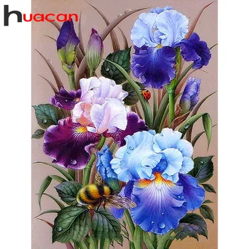 

Huacan Diamond Embroidery Flower Picture By Rhinestones Diamond Painting Floral Full Square Drill Diamond Mosaic Home Decoration
