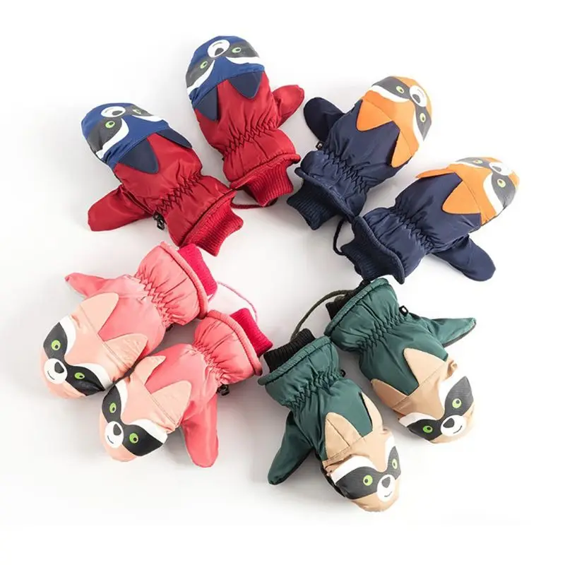 Детские зимние теплые лыжные перчатки для мальчиков и девочек, спортивная водонепроницаемая ветрозащитная зимняя рукавица