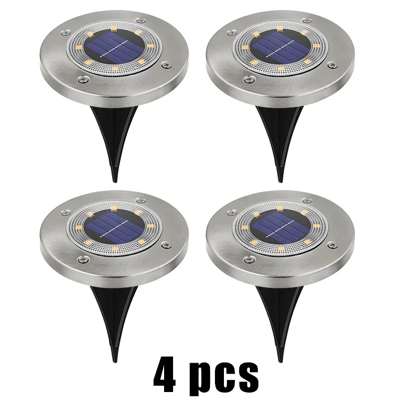 4PCS Солнечные наземные лампы Солнечный светодиодный свет с 8 светодиодный s Открытый водонепроницаемый украшения освещение для Садовая Дорога Путь внутренний двор - Испускаемый цвет: 4PCS