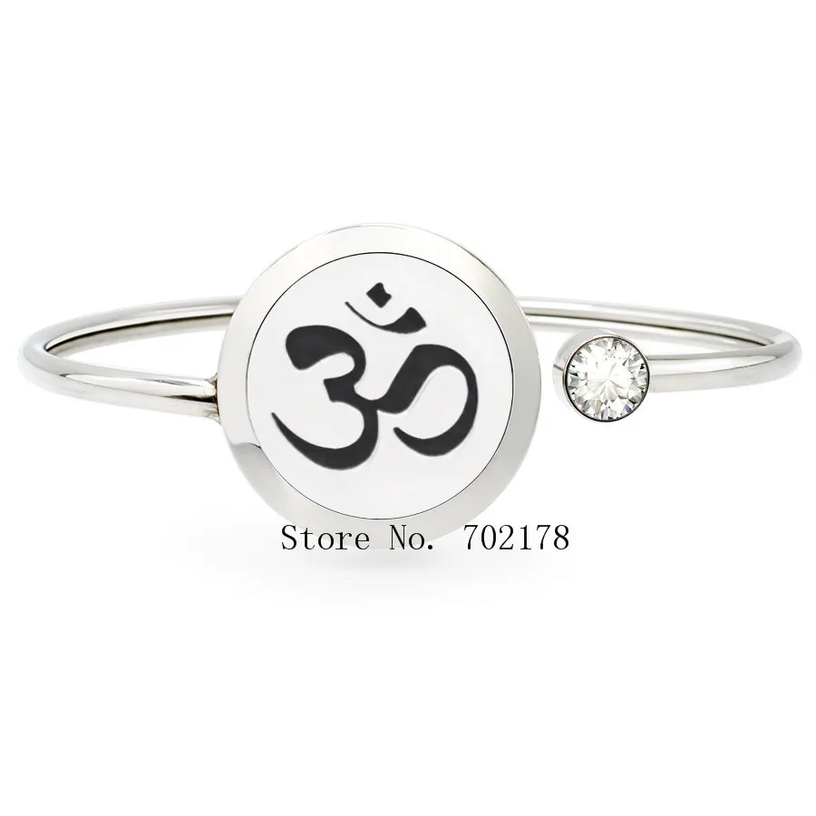 Lotus flower 25mm Stainless Steel Twist Aromatherapy locket Bracelet Bangle essential oil perfume locket bracelet Jewelry - Окраска металла: 034