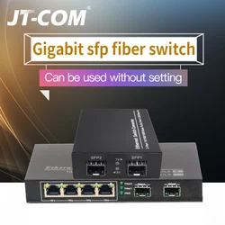 Conmutador Gigabit Ethernet Conmutador de fibra SFP 10/100/1000 Mbps Convertidor de medios de fibra óptica 2 * Puerto de fibra SFP y 2 4 8 Puerto RJ45 UTP Conmutador de fibra Ethernet 2G2 / 4 / 8E