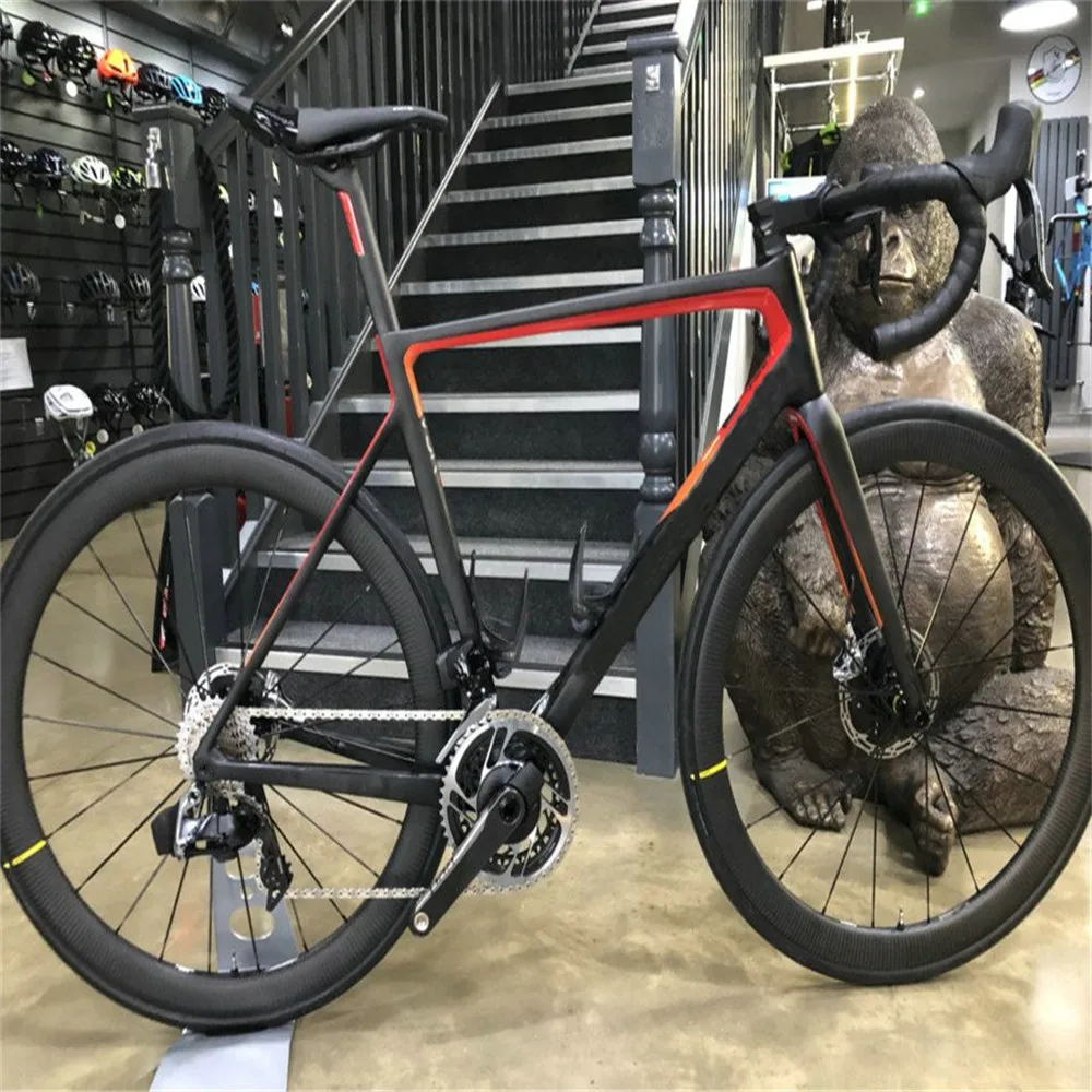 

T1100 Red DISC Carbon Bike V3RS C64 Road Carbon Complete Bike with groupset Carbon Disc Road wheelset