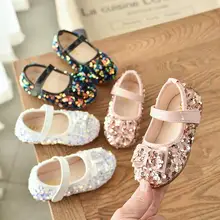 Детская обувь с бантом для девочек; обувь принцессы с украшением в виде кристаллов; Вечерние туфли на плоской подошве для танцев; повседневные Нескользящие кроссовки