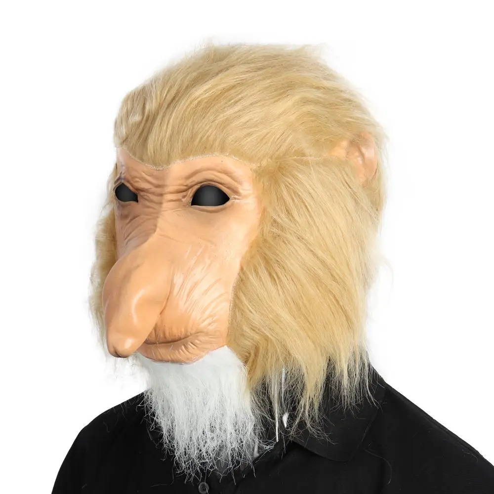 Mascarello Proboscis обезьяна маскарадный костюм Латексная Маска животных Костюм полное лицо Rave чистки Косплей Masaca Реалистичная опора