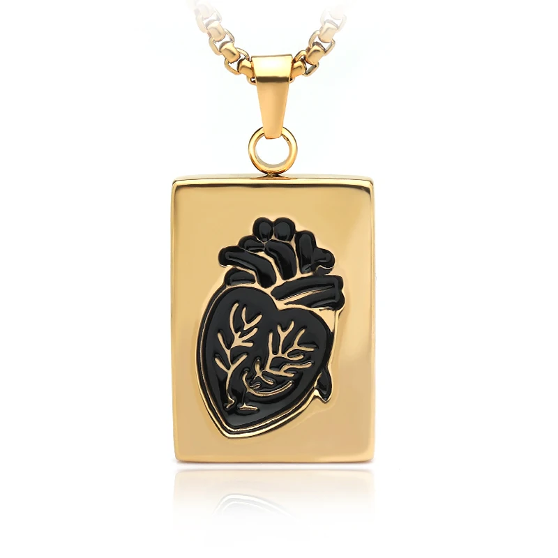 Модная парная головоломка, анатомическое ожерелье в виде сердца для женщин, подарок на день Святого Валентина, золотая цепочка из нержавеющей стали, подвеска, ожерелье Vsco - Окраска металла: Square Heart