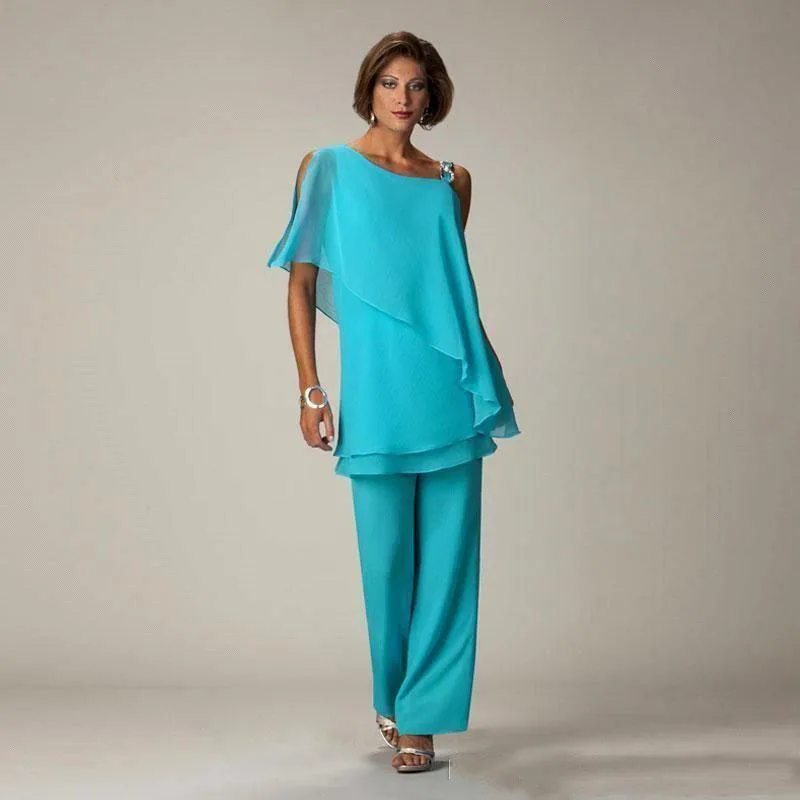 

Simple One Shoulder Wedding Guest Dress Plus Size Two Pieces Mother Of The Bride Pant Suits Mother of the Bride Dress