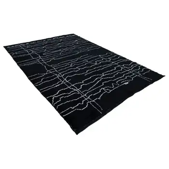 

215x294 Cm Black Handmade Moroccan Rug-7x10 Ft
